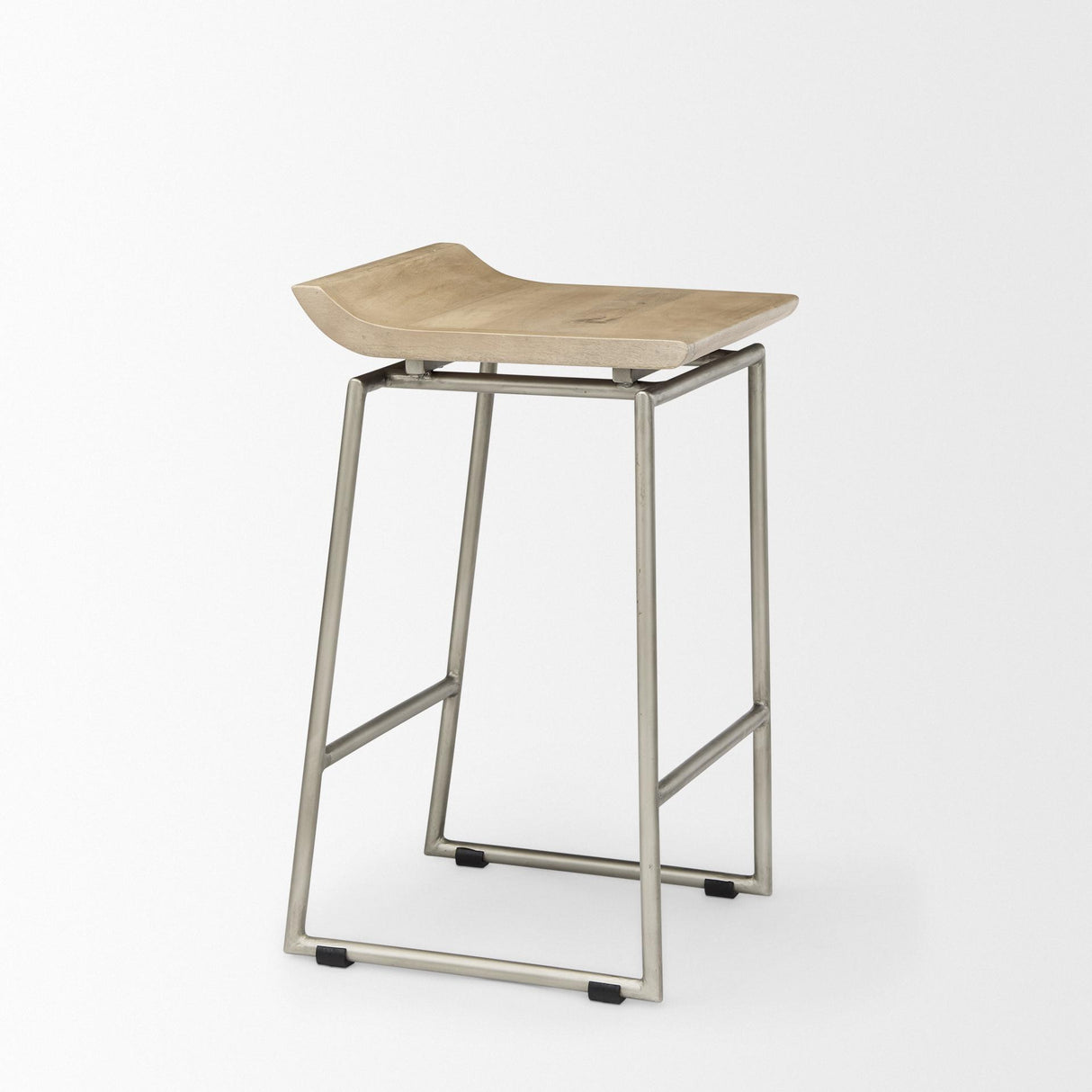 Mercana Givens 14.0L x 15.8W x 25.8H Brown Wood W/Silver Metal Frame Counterstool