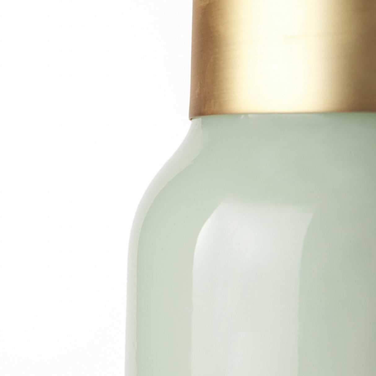 Mercana Minty 5.7L x 5.7W x 16.8H Green Glass Vase W/Matte Gold Metal Neck Cuff