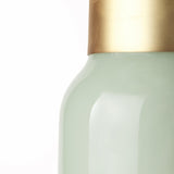 Mercana Minty 5.7L x 5.7W x 16.8H Green Glass Vase W/Matte Gold Metal Neck Cuff