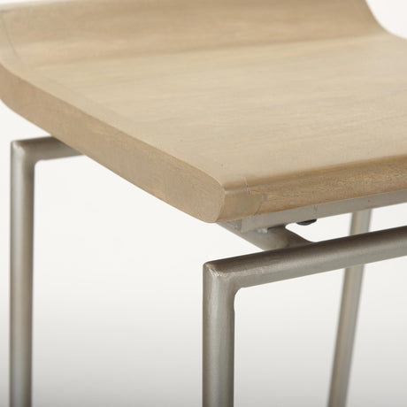 Mercana Givens 14.0L x 15.8W x 31.8H Brown Wood W/Silver Metal Frame Barstool