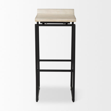 Mercana Givens 14.0L x 15.8W x 31.8H Natural Wood W/Black Metal Frame Bar Stool