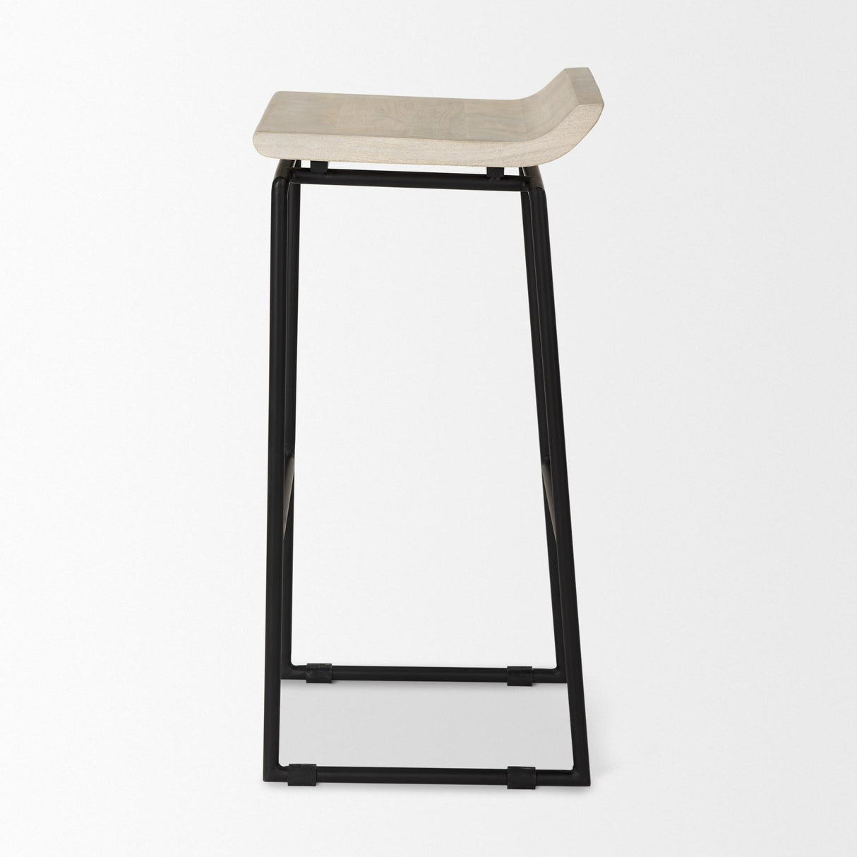 Mercana Givens 14.0L x 15.8W x 31.8H Natural Wood W/Black Metal Frame Bar Stool