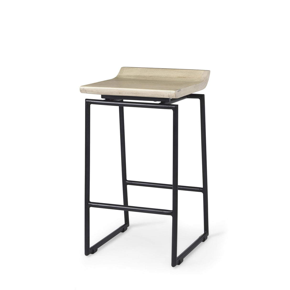Mercana Givens 14.0L x 15.8W x 25.8H Natural Wood W/Black Metal Counter Stool
