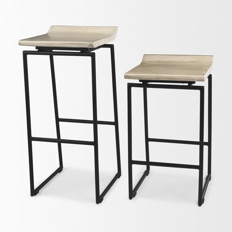 Mercana Givens 14.0L x 15.8W x 25.8H Natural Wood W/Black Metal Counter Stool