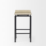 Mercana Givens 14.0L x 15.8W x 25.8H Natural Wood W/Black Metal Counter Stool