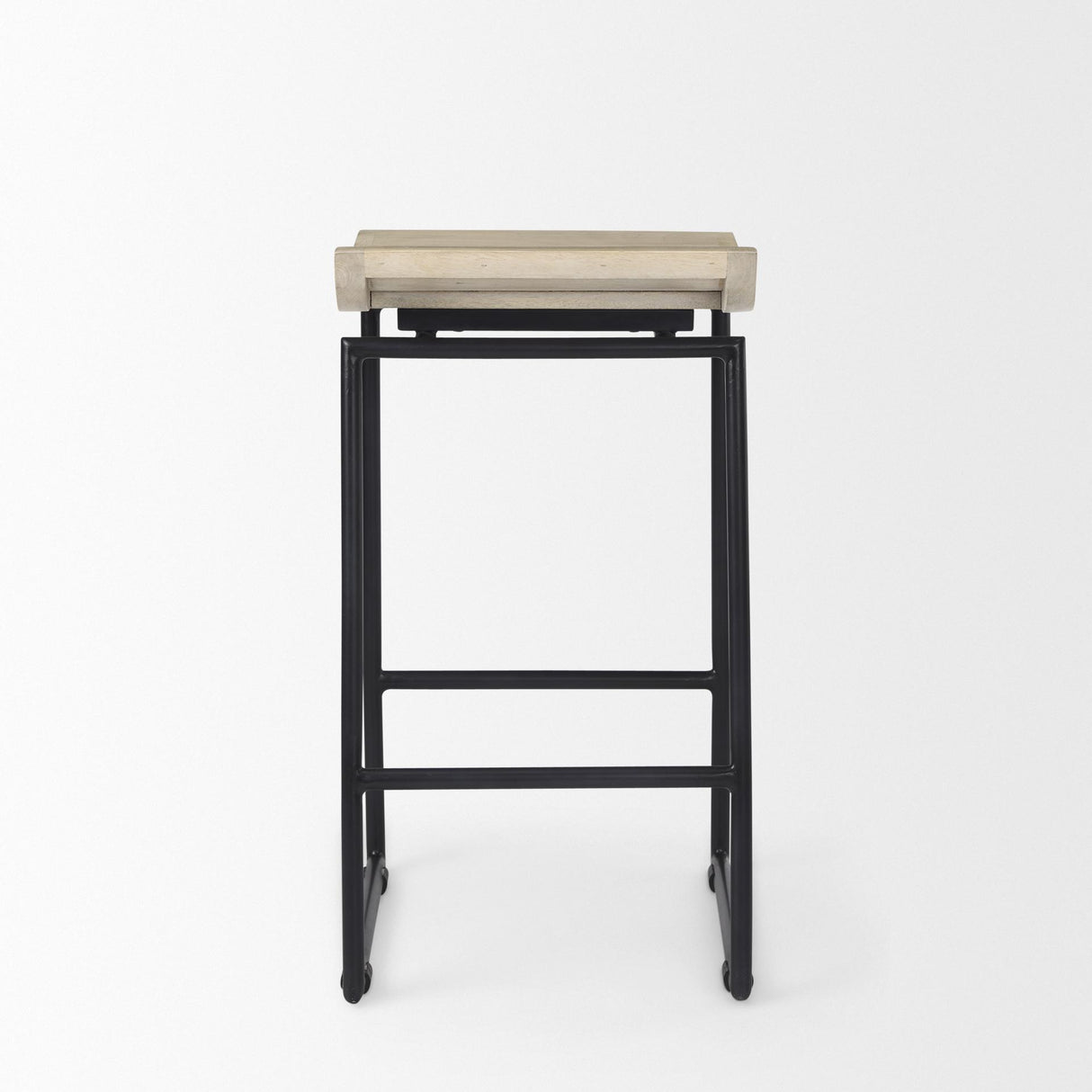 Mercana Givens 14.0L x 15.8W x 25.8H Natural Wood W/Black Metal Counter Stool