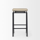 Mercana Givens 14.0L x 15.8W x 25.8H Natural Wood W/Black Metal Counter Stool
