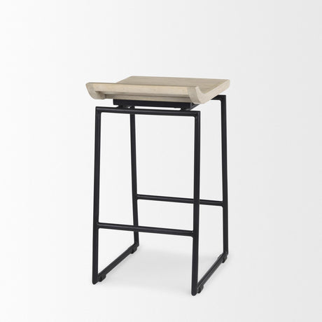Mercana Givens 14.0L x 15.8W x 25.8H Natural Wood W/Black Metal Counter Stool