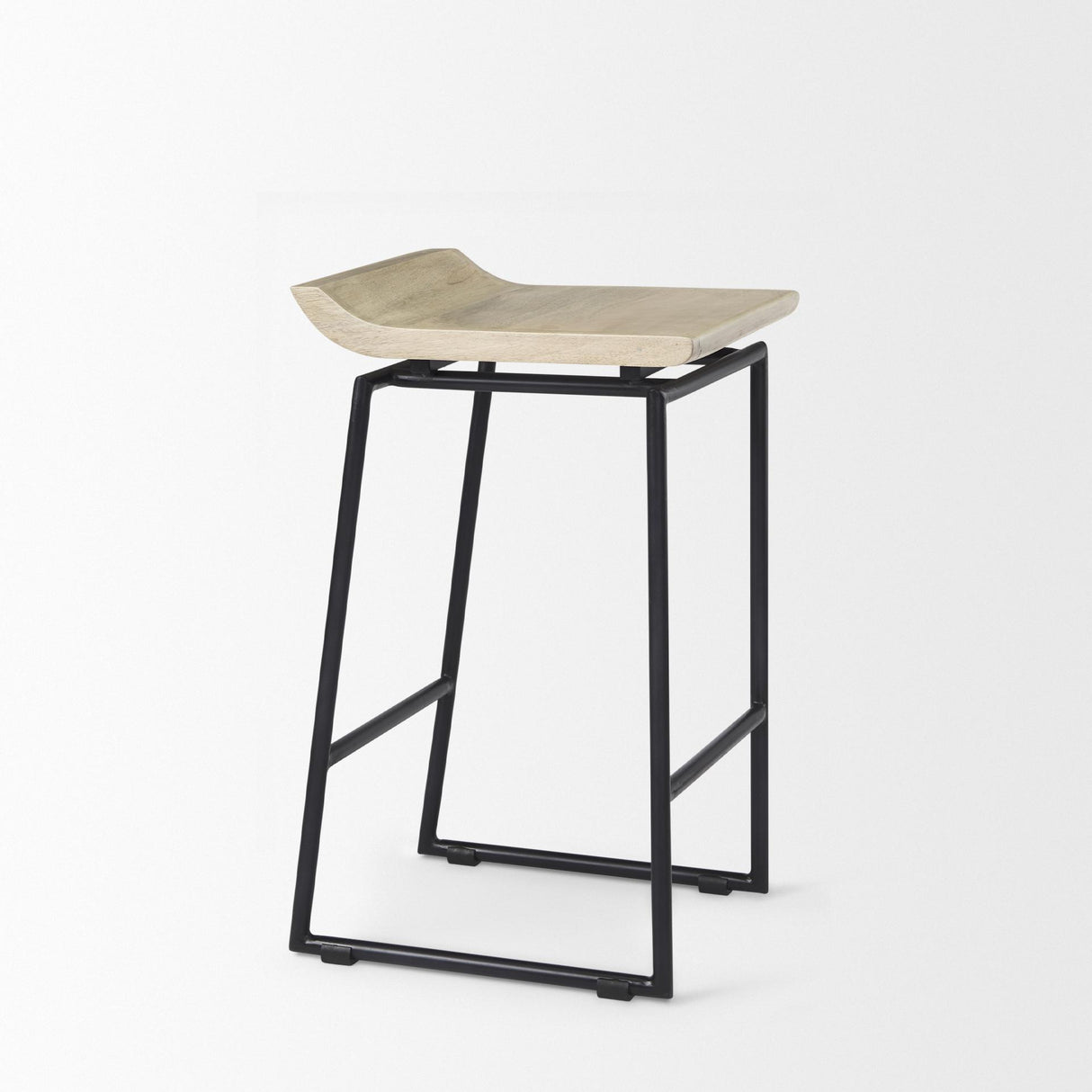 Mercana Givens 14.0L x 15.8W x 25.8H Natural Wood W/Black Metal Counter Stool