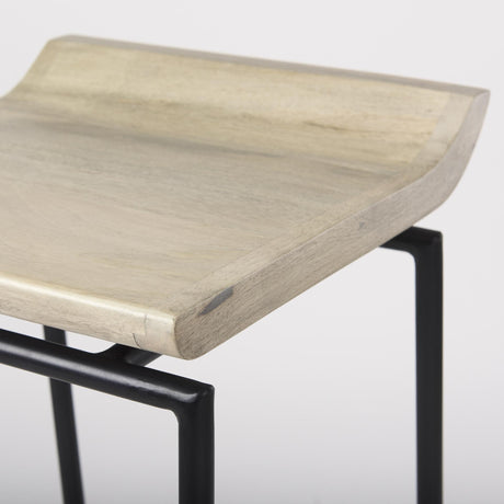 Mercana Givens 14.0L x 15.8W x 25.8H Natural Wood W/Black Metal Counter Stool