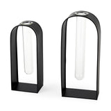 Mercana Boyer 5.1L x 3.0W x 12.0H Black Metal W/Glass Set of Two Test Tube Decorative Objects