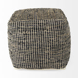 Mercana Aalia 16.0L x 16.0W x 16.0H Charcoal Leather and Jute Pouf