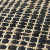 Mercana Aalia 16.0L x 16.0W x 16.0H Charcoal Leather and Jute Pouf