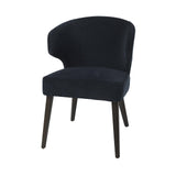 Mercana Niles 23.5L x 24.0W x 32.0H Navy Fabric Seat W/ Dark Brown Wooden Legs Wingback Dining Chair