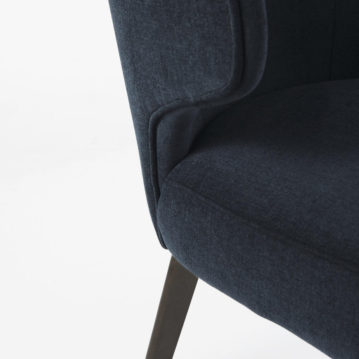 Mercana Niles 23.5L x 24.0W x 32.0H Navy Fabric Seat W/ Dark Brown Wooden Legs Wingback Dining Chair