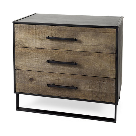 Mercana Alvin 34.5L x 21.5W x 30.0H Wood W/Metal Framing Accent Cabinet