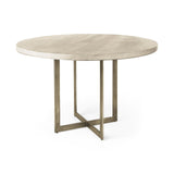 Mercana Faye 48.0L x 48.0W x 30.0H Beige Finished Wood Round Dining Table