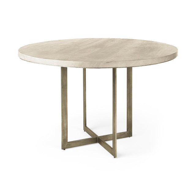 Mercana Faye 48.0L x 48.0W x 30.0H Beige Finished Wood Round Dining Table
