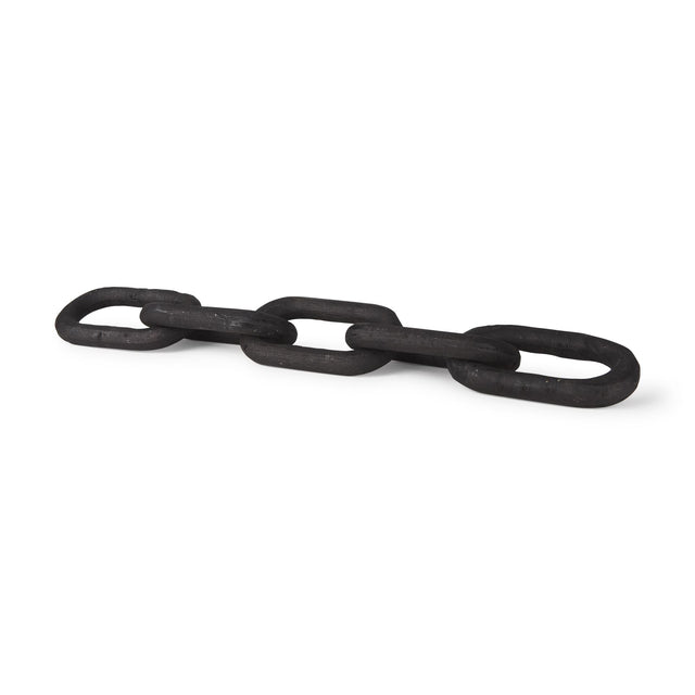 Mercana Alix 29.0L x 5.0W x 5.0H Black Wood Link Chain Decorative Object