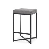 Mercana Frodo 16.5L x 16.5W x 26.4H Gray Fabric Seat W/Black Iron Frame Counter Stool