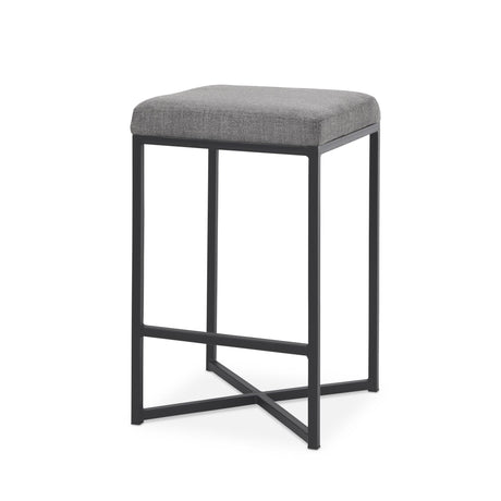 Mercana Frodo 16.5L x 16.5W x 26.4H Gray Fabric Seat W/Black Iron Frame Counter Stool