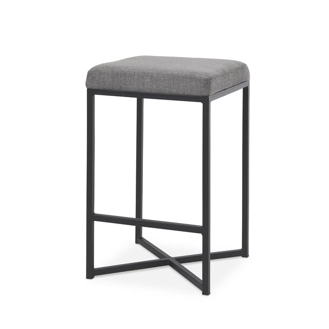 Mercana Frodo 16.5L x 16.5W x 26.4H Gray Fabric Seat W/Black Iron Frame Counter Stool