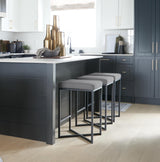 Mercana Frodo 16.5L x 16.5W x 26.4H Gray Fabric Seat W/Black Iron Frame Counter Stool