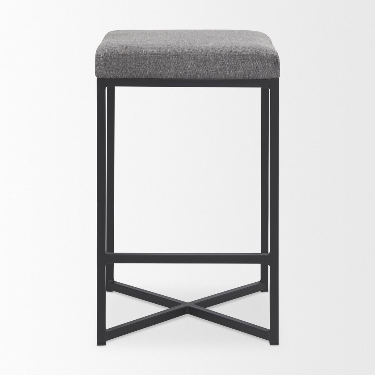 Mercana Frodo 16.5L x 16.5W x 26.4H Gray Fabric Seat W/Black Iron Frame Counter Stool