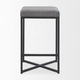 Mercana Frodo 16.5L x 16.5W x 26.4H Gray Fabric Seat W/Black Iron Frame Counter Stool