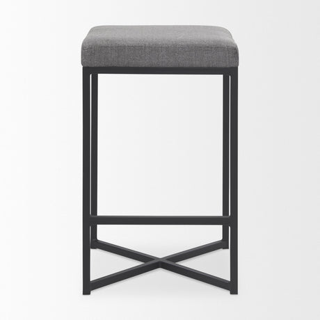 Mercana Frodo 16.5L x 16.5W x 26.4H Gray Fabric Seat W/Black Iron Frame Counter Stool