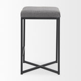 Mercana Frodo 16.5L x 16.5W x 26.4H Gray Fabric Seat W/Black Iron Frame Counter Stool