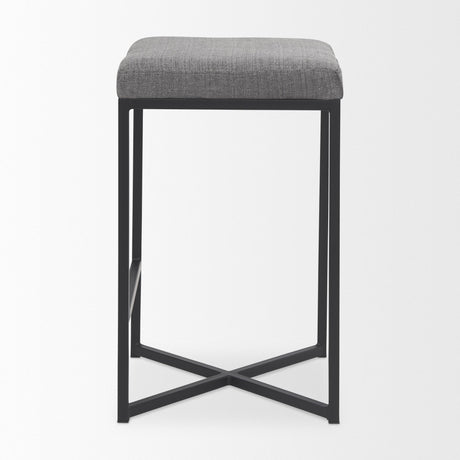 Mercana Frodo 16.5L x 16.5W x 26.4H Gray Fabric Seat W/Black Iron Frame Counter Stool