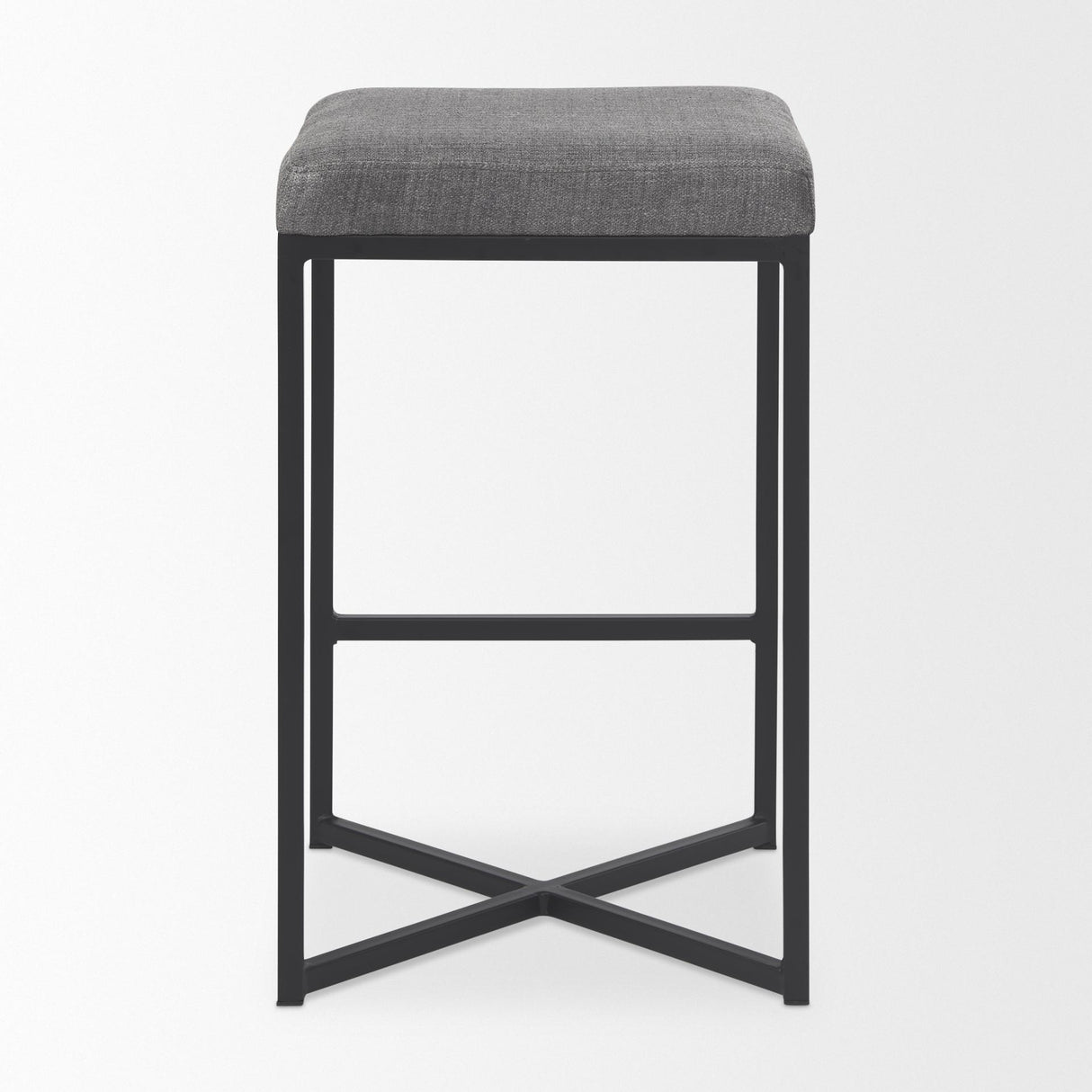 Mercana Frodo 16.5L x 16.5W x 26.4H Gray Fabric Seat W/Black Iron Frame Counter Stool