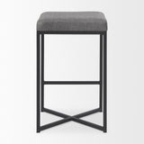 Mercana Frodo 16.5L x 16.5W x 26.4H Gray Fabric Seat W/Black Iron Frame Counter Stool