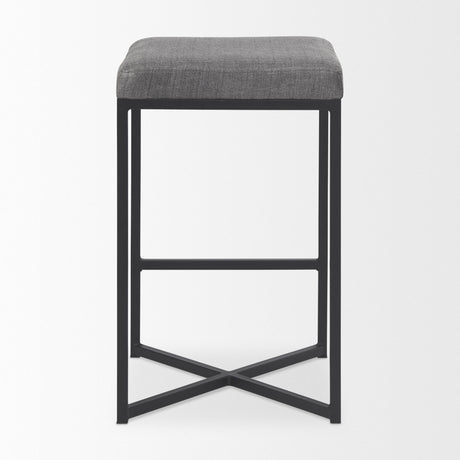 Mercana Frodo 16.5L x 16.5W x 26.4H Gray Fabric Seat W/Black Iron Frame Counter Stool