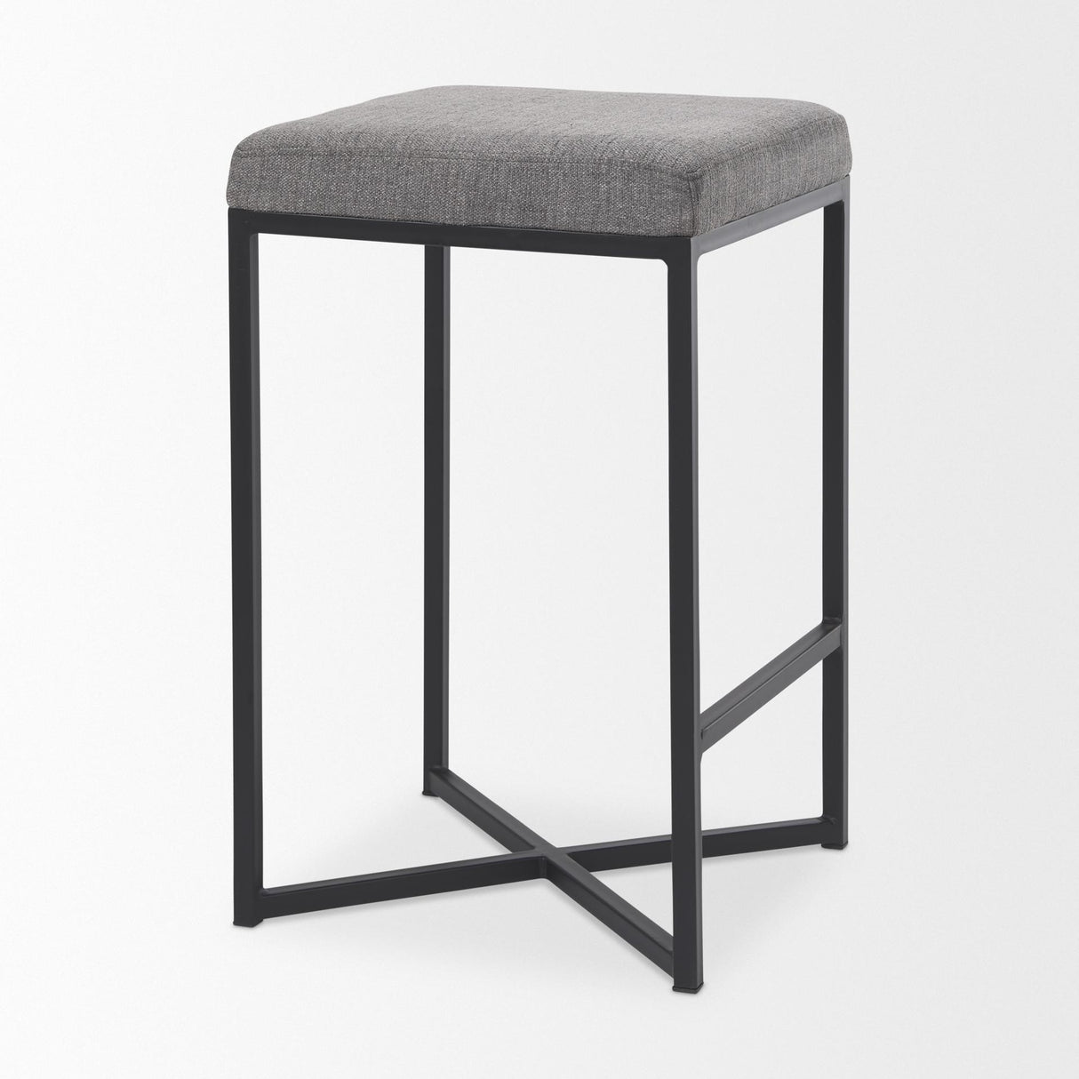 Mercana Frodo 16.5L x 16.5W x 26.4H Gray Fabric Seat W/Black Iron Frame Counter Stool