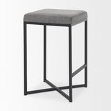 Mercana Frodo 16.5L x 16.5W x 26.4H Gray Fabric Seat W/Black Iron Frame Counter Stool
