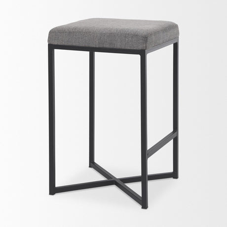 Mercana Frodo 16.5L x 16.5W x 26.4H Gray Fabric Seat W/Black Iron Frame Counter Stool