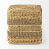 Mercana Maya 17.7L x 17.7W x 17.7H Light Brown W/Medium Brown Stripes Seagrass Square Pouf