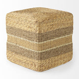 Mercana Maya 17.7L x 17.7W x 17.7H Light Brown W/Medium Brown Stripes Seagrass Square Pouf