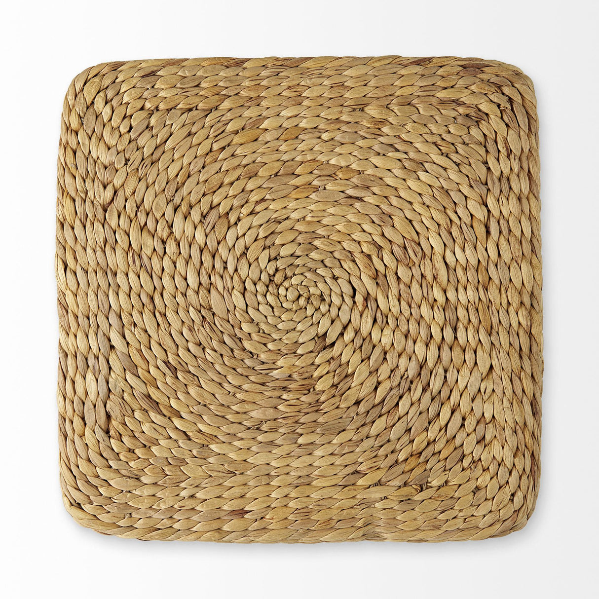 Mercana Maya 17.7L x 17.7W x 17.7H Light Brown W/Medium Brown Stripes Seagrass Square Pouf