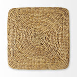 Mercana Maya 17.7L x 17.7W x 17.7H Light Brown W/Medium Brown Stripes Seagrass Square Pouf