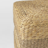 Mercana Maya 17.7L x 17.7W x 17.7H Light Brown W/Medium Brown Stripes Seagrass Square Pouf