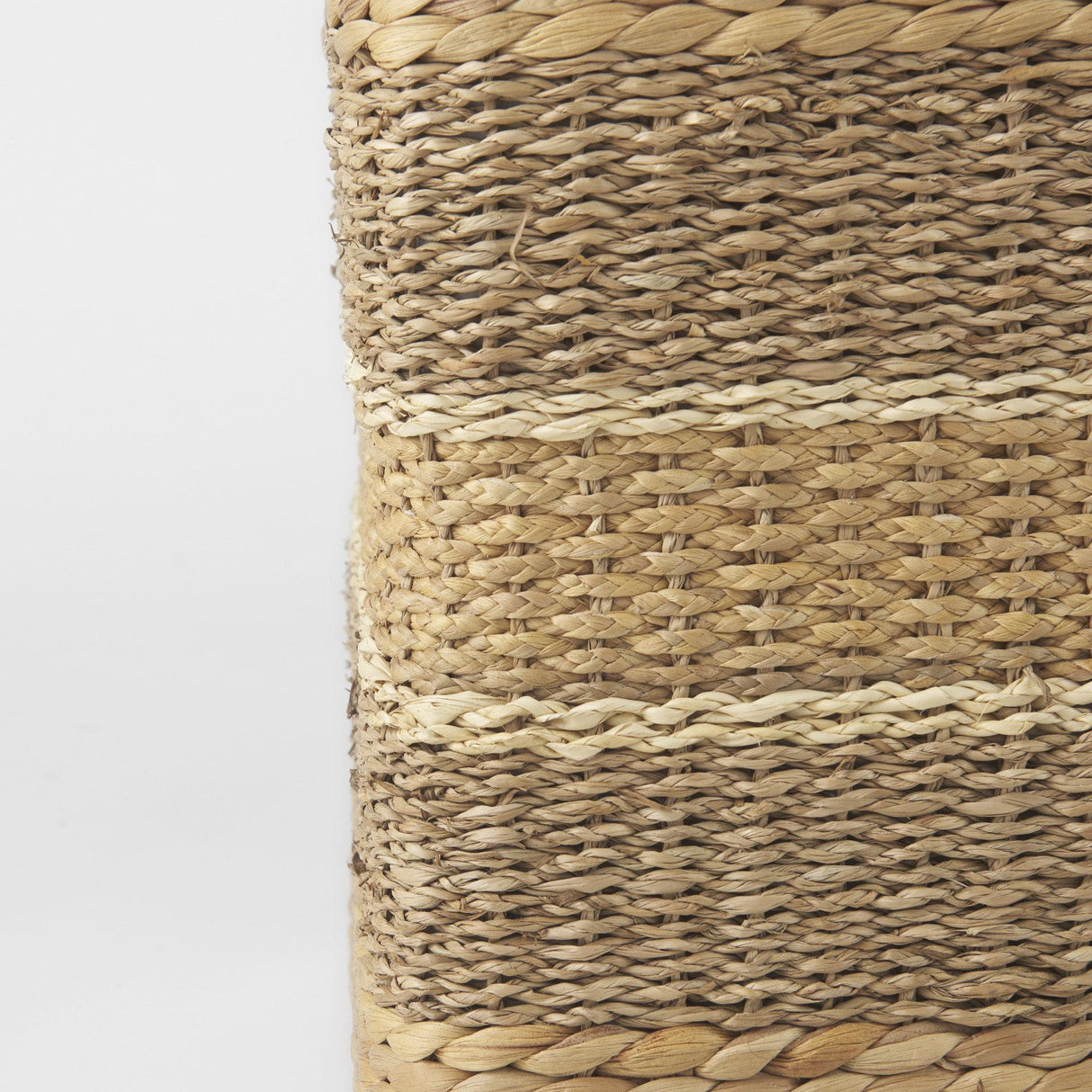 Mercana Maya 17.7L x 17.7W x 17.7H Light Brown W/Medium Brown Stripes Seagrass Square Pouf