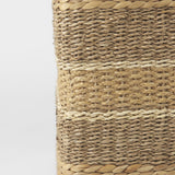 Mercana Maya 17.7L x 17.7W x 17.7H Light Brown W/Medium Brown Stripes Seagrass Square Pouf