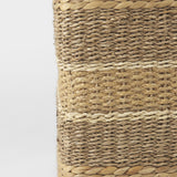 Mercana Maya 17.7L x 17.7W x 17.7H Light Brown W/Medium Brown Stripes Seagrass Square Pouf