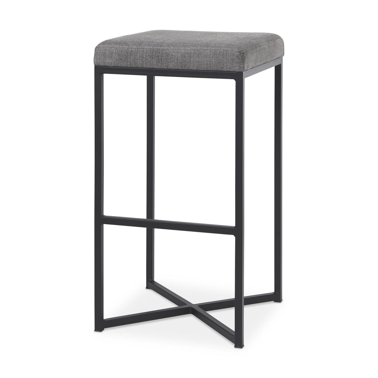 Mercana Frodo 16.5L x 16.5W x 29.75H Gray Fabric Seat W/Black Iron Frame Bar Stool
