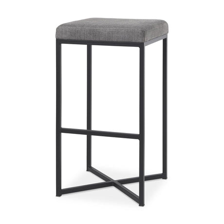 Mercana Frodo 16.5L x 16.5W x 29.75H Gray Fabric Seat W/Black Iron Frame Bar Stool