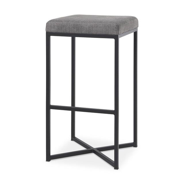 Mercana Frodo 16.5L x 16.5W x 29.75H Gray Fabric Seat W/Black Iron Frame Bar Stool