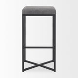 Mercana Frodo 16.5L x 16.5W x 29.75H Gray Fabric Seat W/Black Iron Frame Bar Stool